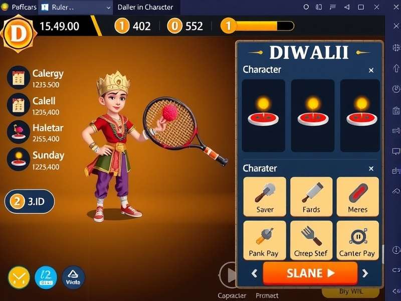 Racket Ruler Royal gameplay screenshot showing character with racket